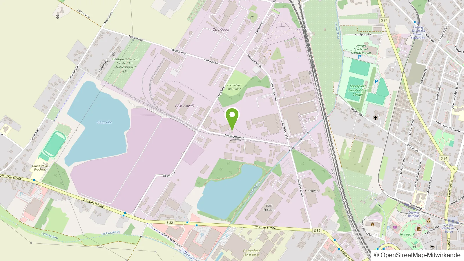 Kartenausschnitt: Coswiger Tief- und Rohrleitungsbau GmbH, Am Baggerteich 2, 01640 Coswig